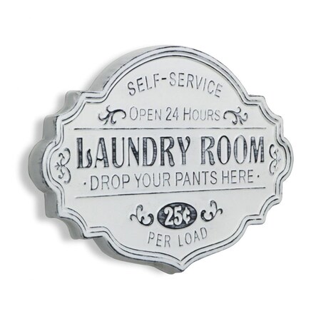 Homeroots 14.75 x 22 x 1.25 in. White Laundry Room Metal Sign 399596
